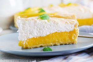 a slice of lemon meringue tart